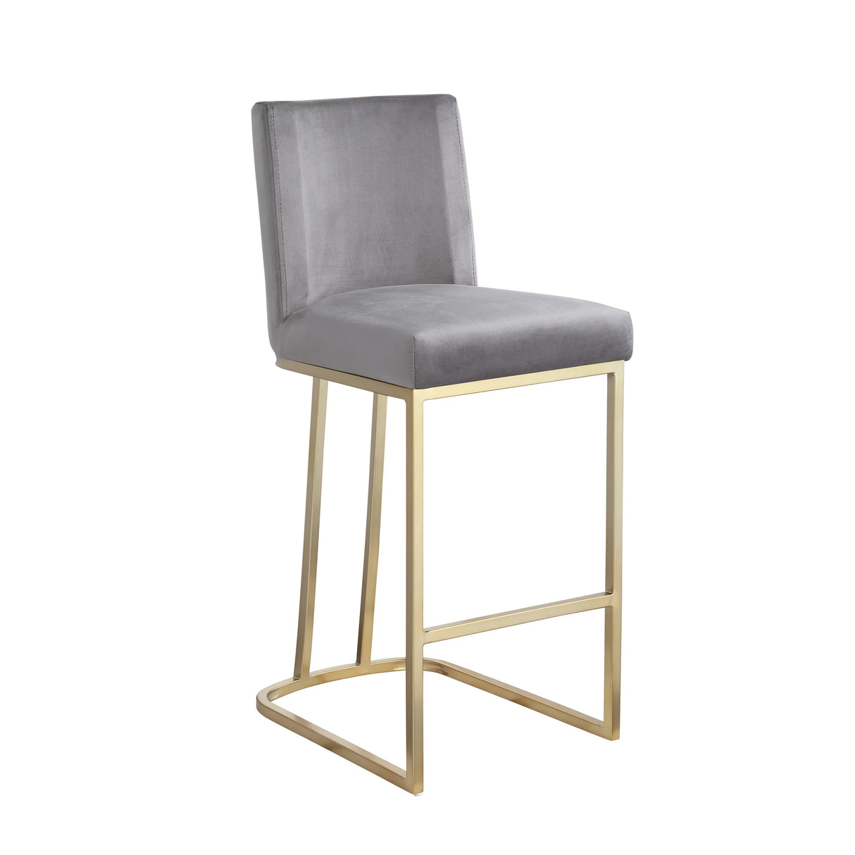 Counter Height Stool With Back Velvet Gold Frame Gray - Furniture Home Direct
