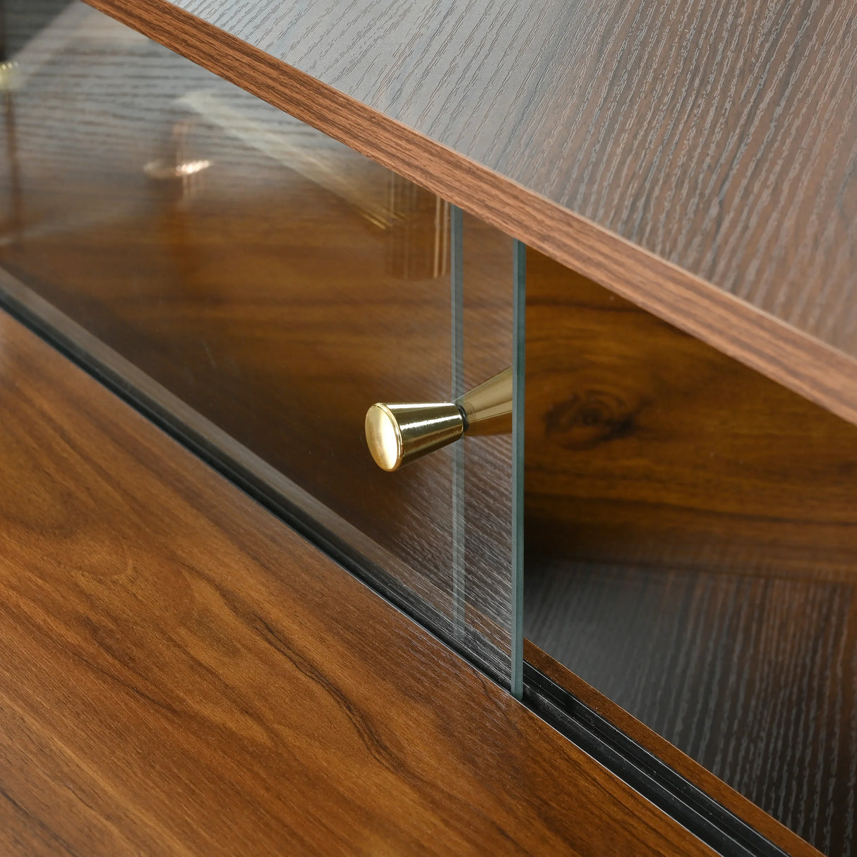Vanity Desk With Mirror And LED Lights Elegant Walnut - Furniture Home Direct