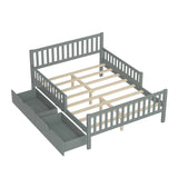 Platform Bed With Guardrails On Both Sides And 2 Storage Drawers - Furniture Home Direct