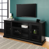 Transitional Classic 70" TV Stand For 80" TVs With 4 Glass Doors - Furniture Home Direct