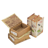 Book Boxes With Birds, Flowers, And Handwriting Design (Set of 4) - Multi - Furniture Home Direct