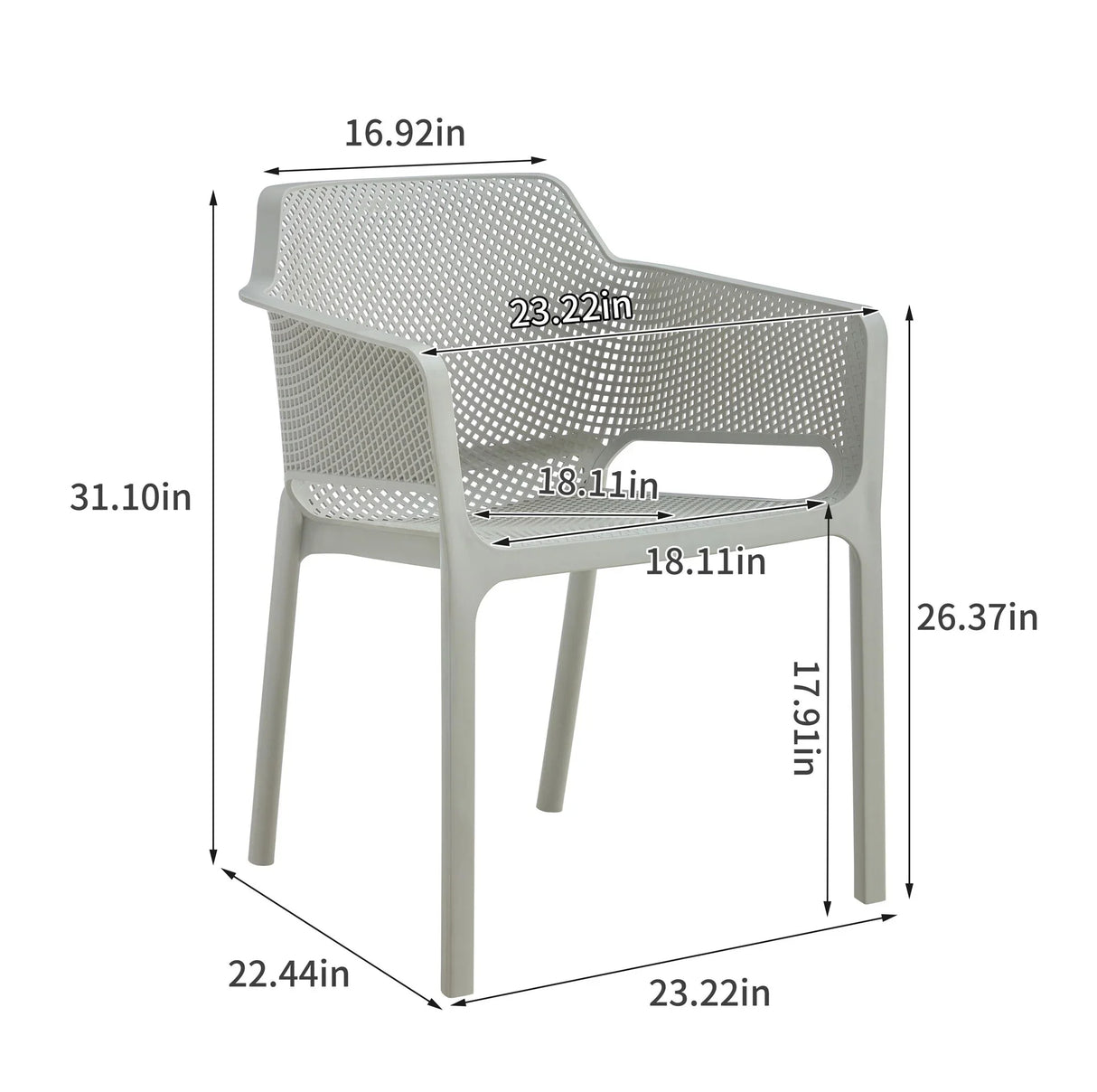3 Piece Plastic Arm Chair Bistro Grs Premium Ocean Plastic - Furniture Home Direct