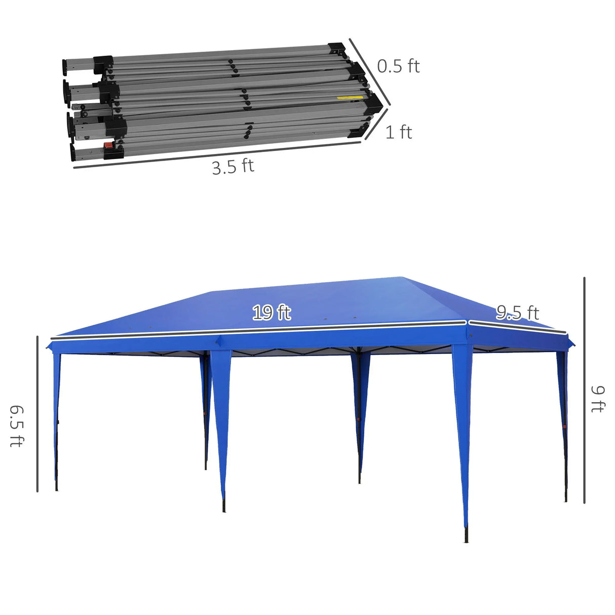 Outsunny - 10' x 19.2' Pop Up Canopy Tent, Heavy Duty Tent For Parties, Outdoor Instant Gazebo Sun Shade Shelter With Carry Bag For Catering, Events, Wedding, Backyard Bbq - Furniture Home Direct