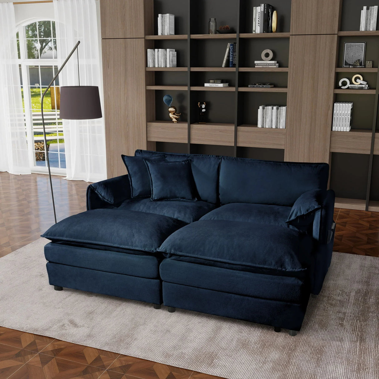 Modern Comfy Deep Seat Modular Sectional Sofa Cloud Couch With Ottoman - Furniture Home Direct