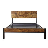 Modern Twin Size Metal Bed Frame Sturdy System Metal & Wood - Black - Furniture Home Direct