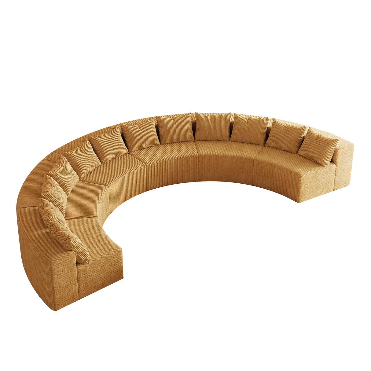 Modular Corduroy Curved Sectional With 12 Modular - Yellow - Furniture Home Direct