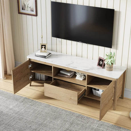 Modern TV Stand With LED Lights Entertainment Center TV Cabinet With Storage For Up To 75" For Gaming Living Room Bedroom - Furniture Home Direct