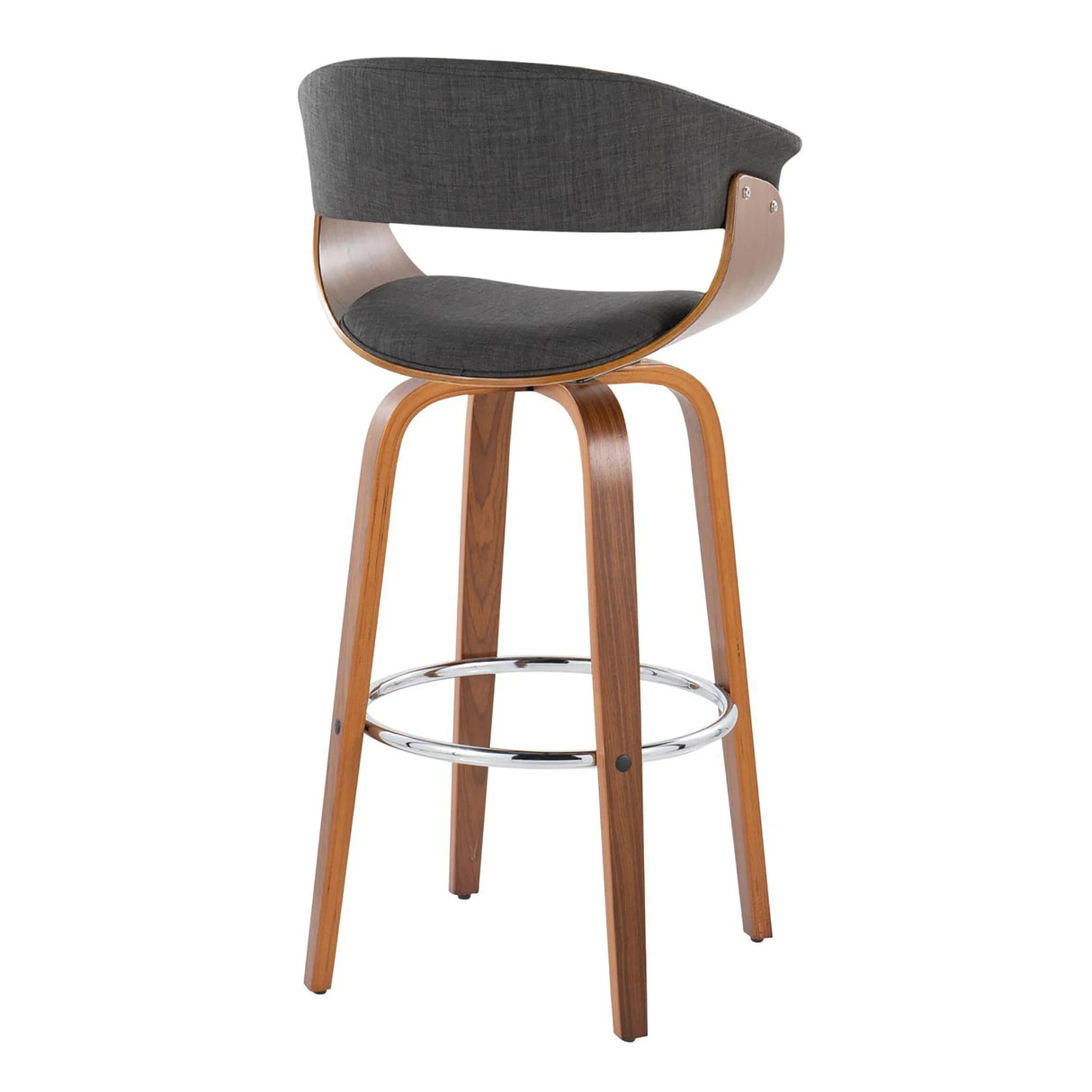 Vintage Mod - Mid Century Modern Fixed Height Barstool With Swivel With Round Footrest (Set of 2) - Furniture Home Direct