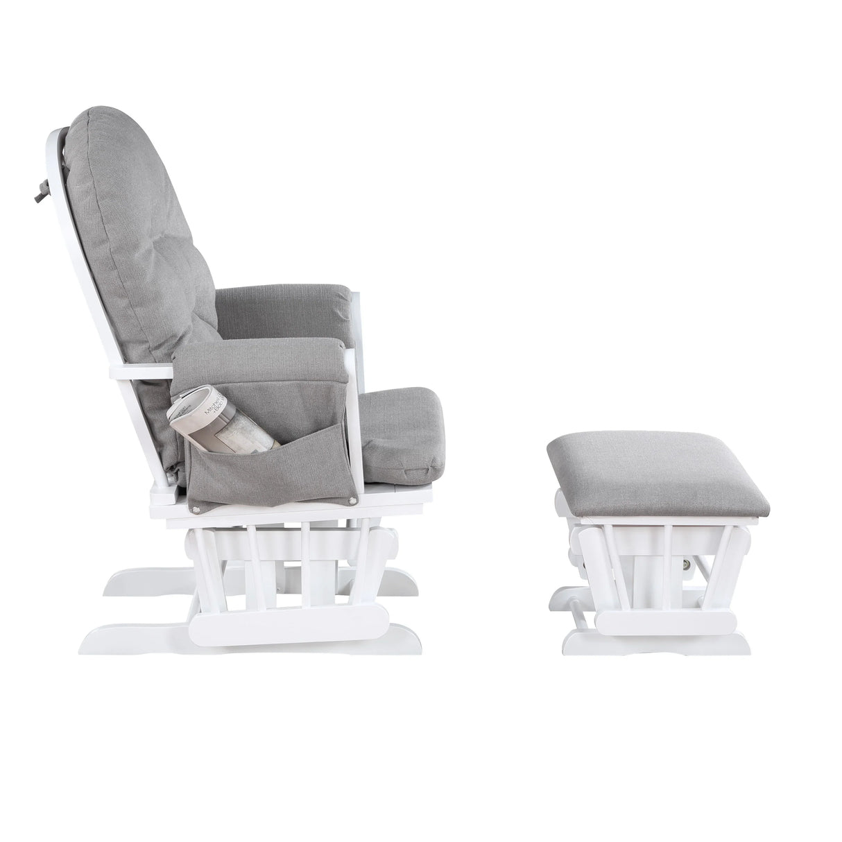 Mason - Glider And Ottoman White Wood - Furniture Home Direct