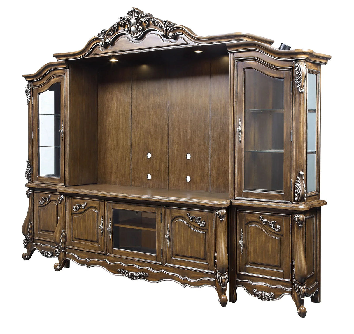 Latisha - Entertainment Center - Antique Oak - Furniture Home Direct