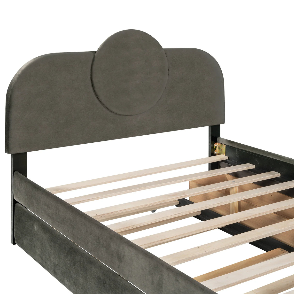 Platform Bed Upholstered With Storage Drawers Trundle Gray - Furniture Home Direct