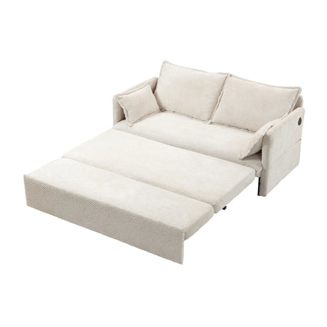 Pull Out Sofa Bed, Corduroy Convertible Sleeper Sofa Couch, Side Storage, And USB / C - Type Charging Ports Chair - Furniture Home Direct