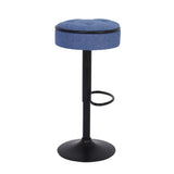 Counter Stool Set Round Upholstered Bar Stools Kitchen Blue - Furniture Home Direct