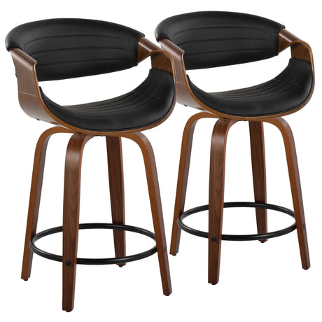 Symphony - Mid Century Modern Fixed Height Counter Stool With Swivel With Round Footrest (Set of 2) - Furniture Home Direct