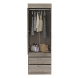 Wardrobe With Double Doors And Drawers In Light Gray - Furniture Home Direct