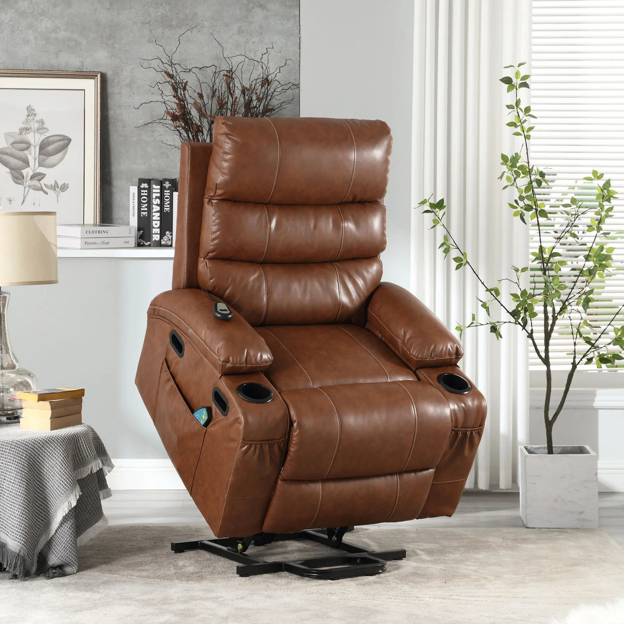 Cozy Electric Power Lift Recliner Chair Sofa For Elderly With Vibration Massage And Lumbar Heat - Furniture Home Direct