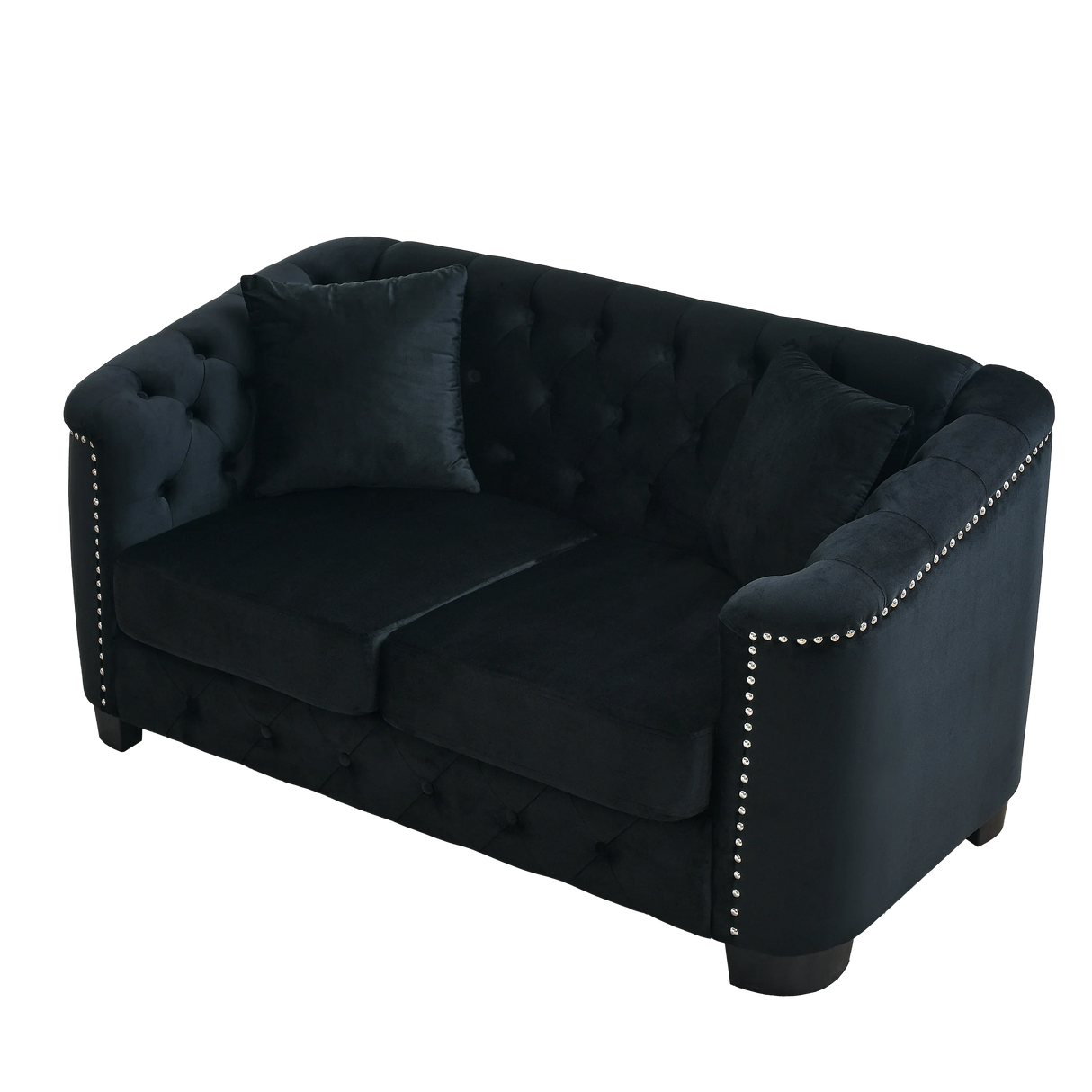 Sofa And Loveseat - Velvet Black - Furniture Home Direct
