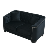 Sofa And Loveseat - Velvet Black - Furniture Home Direct