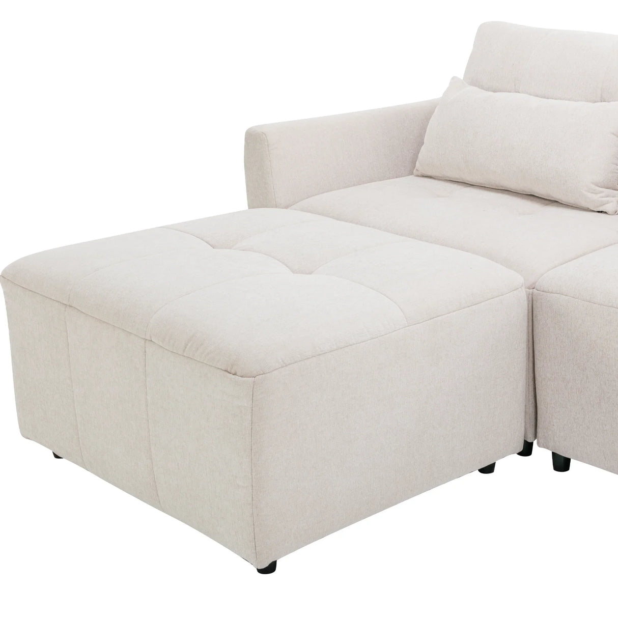 113.3 Modular Sectional With Ottoman And USB C Ports Beige - Furniture Home Direct