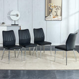 Dining Chairs with PU Upholstery and Metal Legs Black - Furniture Home Direct