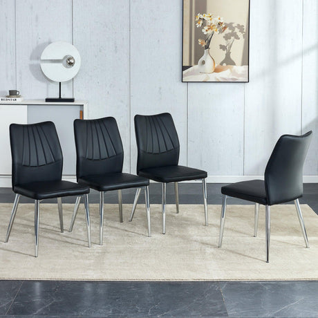 Dining Chairs with PU Upholstery and Metal Legs Black - Furniture Home Direct