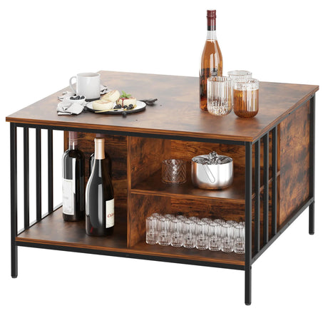Lift Top Coffee Table With Storage, Adjustable Height Living Room - Black / Brown - Furniture Home Direct