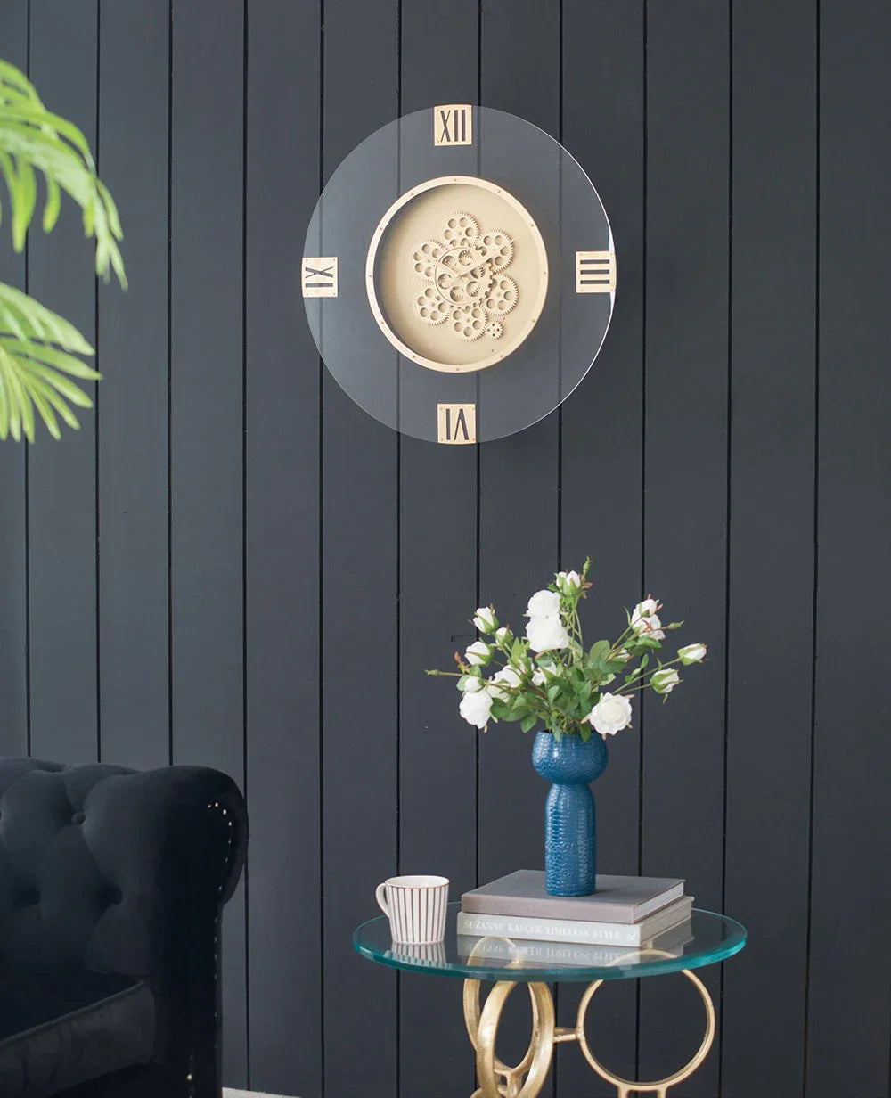 Round Moving Gear Roman Numeral Clock - Multicolor - Furniture Home Direct