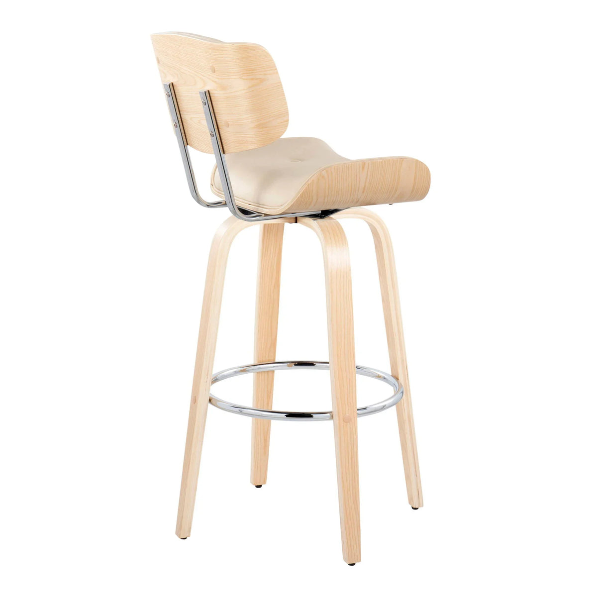 Lombardi - Mid Century Modern Fixed Height Barstool With Swivel With Round Footrest (Set of 2) - Furniture Home Direct