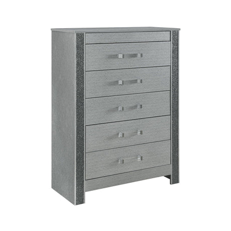 Lorenzo - Chest With Hidden Jewelry Compartment And Bar Handle - Silver - Furniture Home Direct