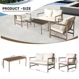 4 Pieces Patio Furniture Set, PE Rattan Wicker With Washable Cushion And Tempered Glass Tabletop, Conversation Furniture For Garden Poolside Balcony - Furniture Home Direct