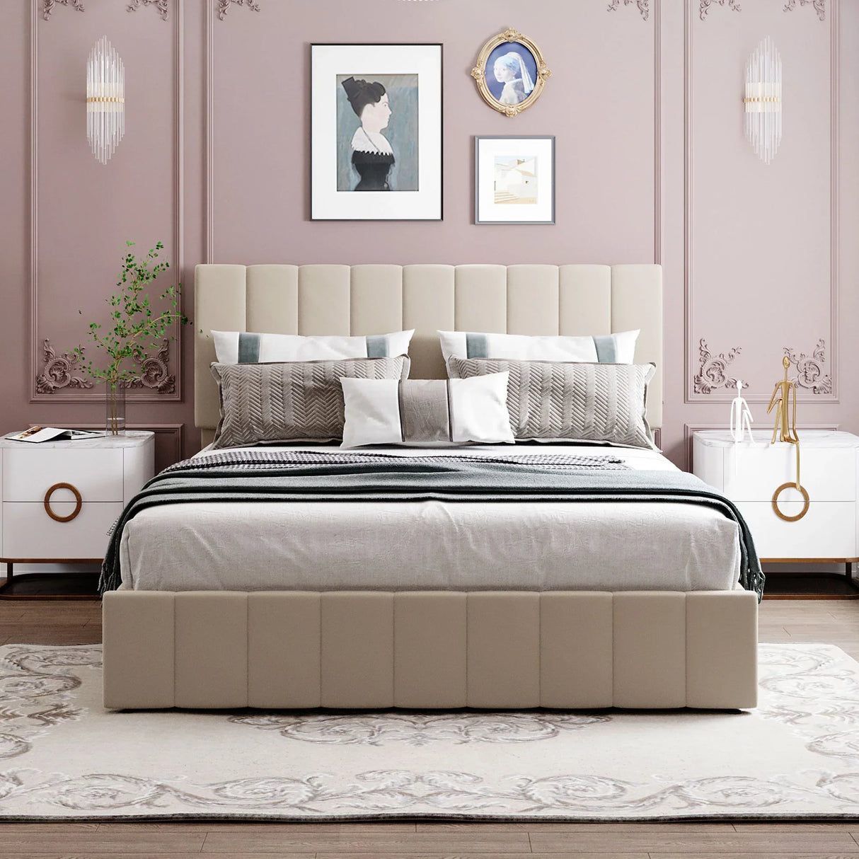 Elegant Upholstered Platform Bed With Hydraulic Storage System - Furniture Home Direct