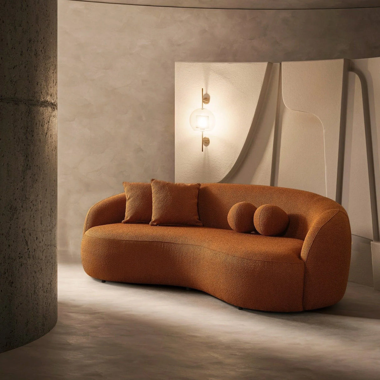 Drake - Japandi Style Curvy Boucle Sofa - Furniture Home Direct