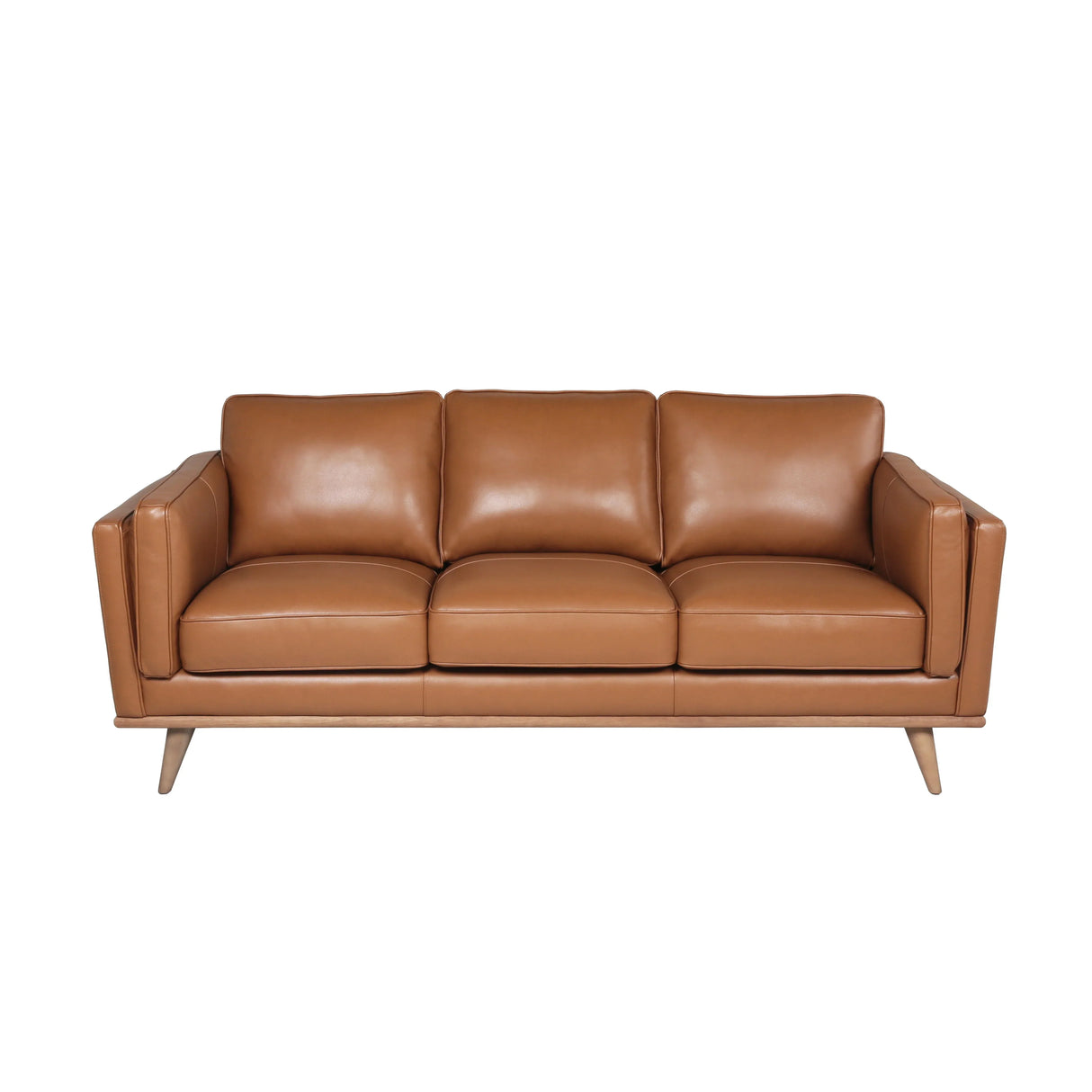 Modern Leather Sofa - Caramel - Furniture Home Direct