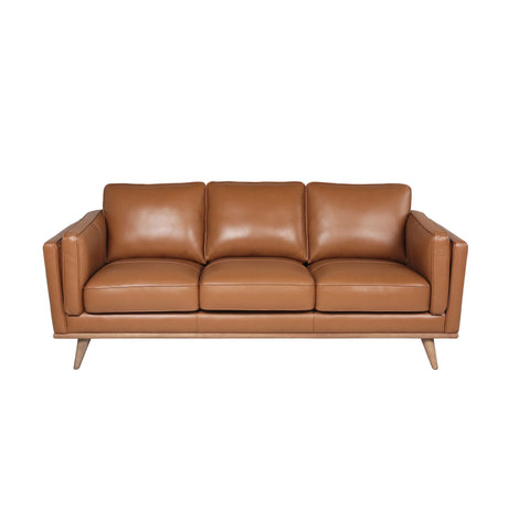 Modern Leather Sofa - Caramel - Furniture Home Direct