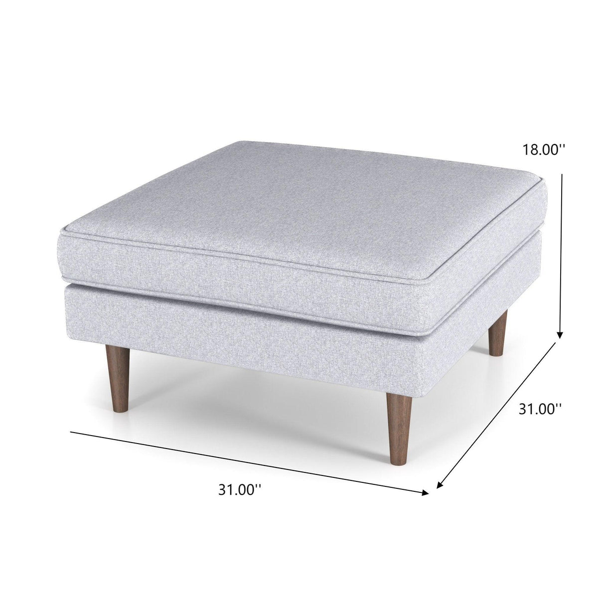 Amber - Square Upholstered Ottoman Linen - Furniture Home Direct