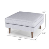 Amber - Square Upholstered Ottoman Linen - Furniture Home Direct
