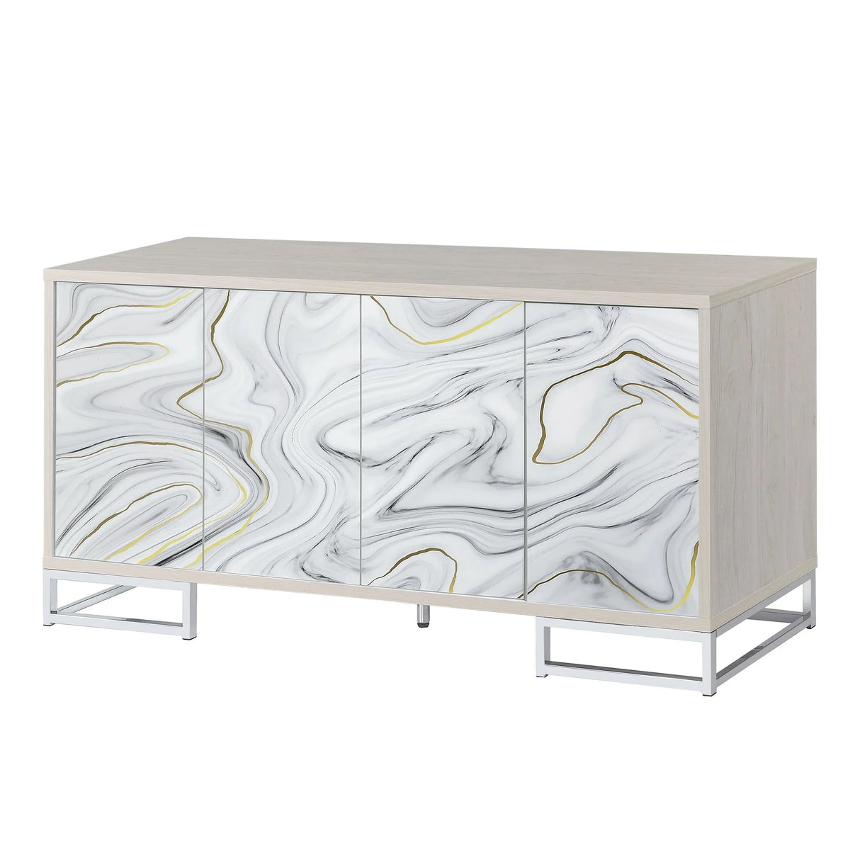 Panos - Console Cabinet - White Marcle / Chrome - Furniture Home Direct
