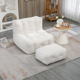 Modern Indoor Fluffy Bean Bag Chair With Memory Foam And Ottoman, Super Soft - Furniture Home Direct