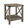 Rustic Industrial X 2 Tier Side Table - Gray Wash - Furniture Home Direct