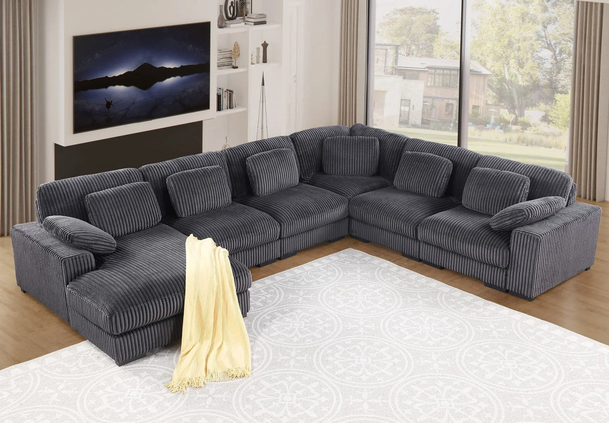 Nadine - Corduroy Modular Corner Sectional Sofa With Left Facing Chaise - Furniture Home Direct