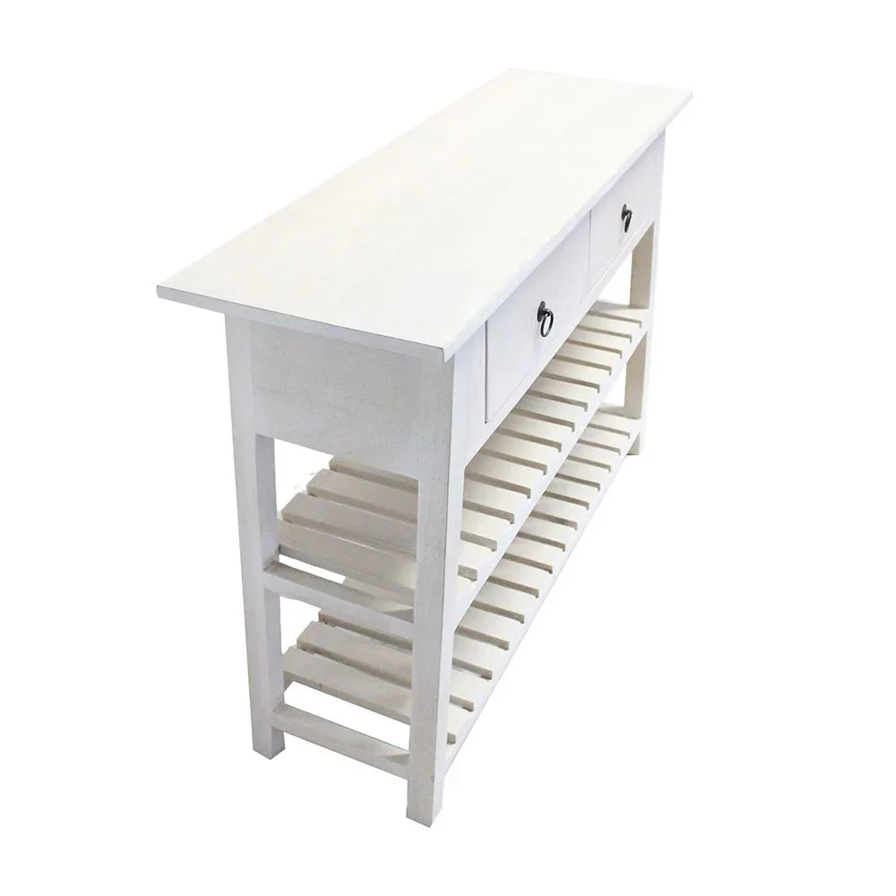 Mahogany Wood Console Table - Natural / White - Furniture Home Direct