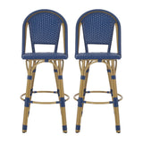 Outdoor Rattan And Aluminum French Barstools (Set of 2)