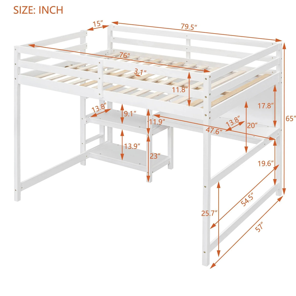 Loft Bed With Shelves, Desk And Writing Board - Furniture Home Direct