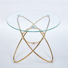 Metal Leg Dining Table With Tempered Glass Top