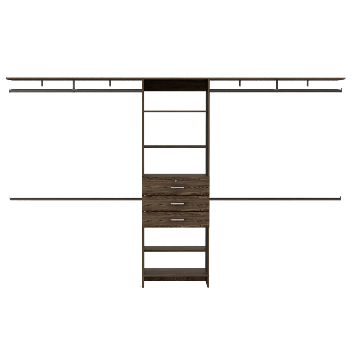 Closet System With Adjustable Shelving Drawers Dark Walnut - Furniture Home Direct