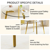 Dining Table Round Glass Top With Gold Legs Transparent - Furniture Home Direct