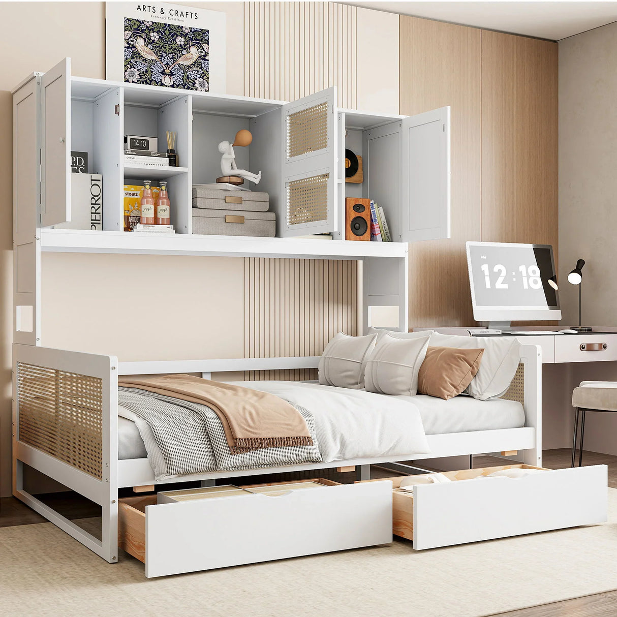 Daybed And All In One Cabinet And Shelf - Furniture Home Direct