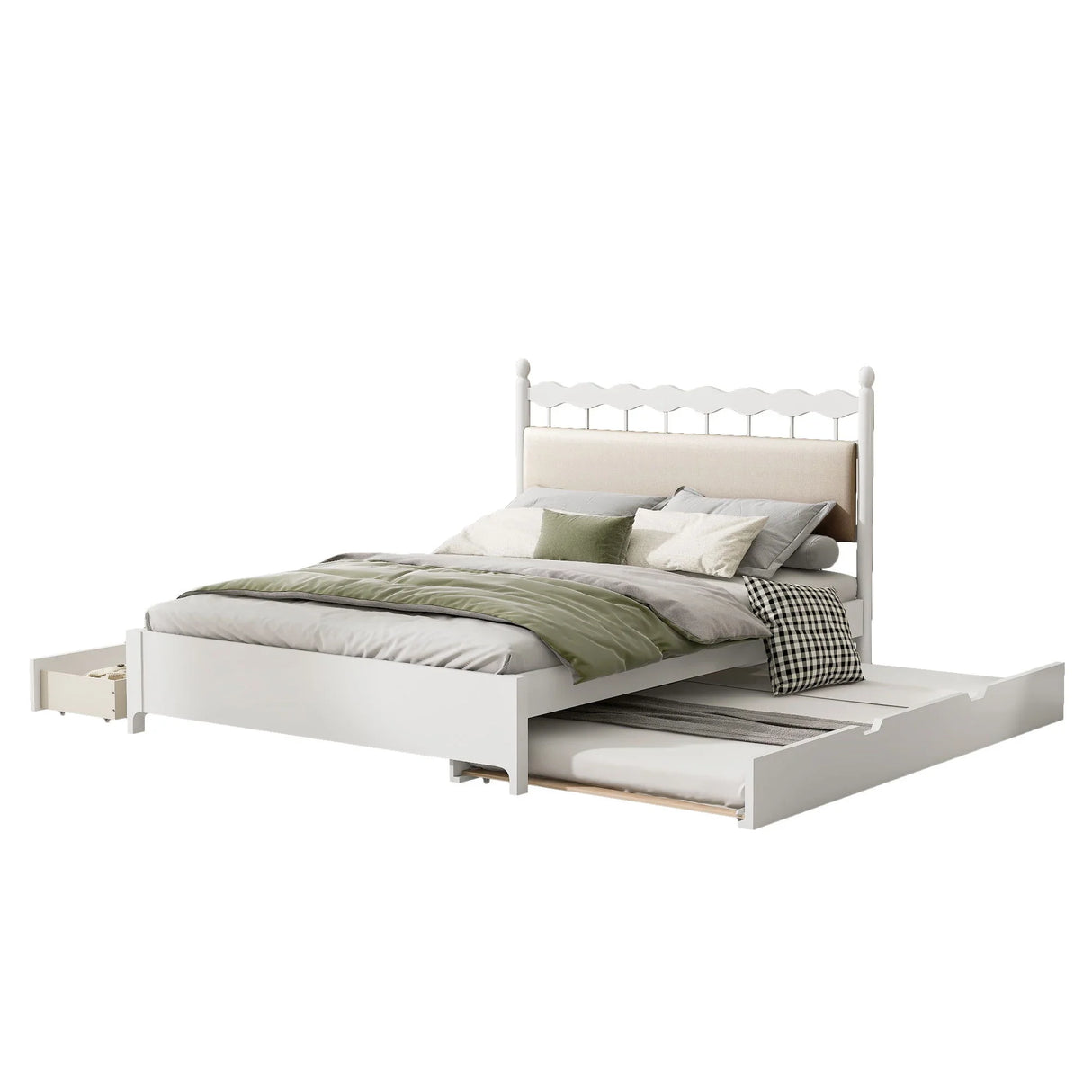 Storage Platform Bed With 2 Big Drawers & Trundle - Furniture Home Direct