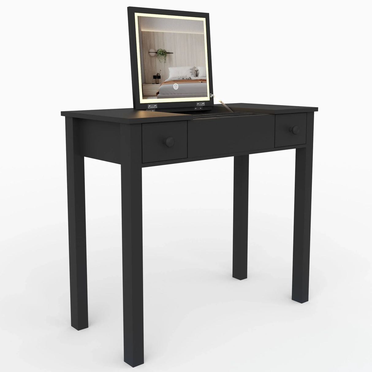 Vanity Table With LED Lights, Flip-Top Mirror And 2 Drawers, Jewelry Storage - Furniture Home Direct
