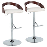 Grotto - Contemporary Adjustable Height Barstool With Swivel With Straight T Footrest (Set of 2) - Furniture Home Direct